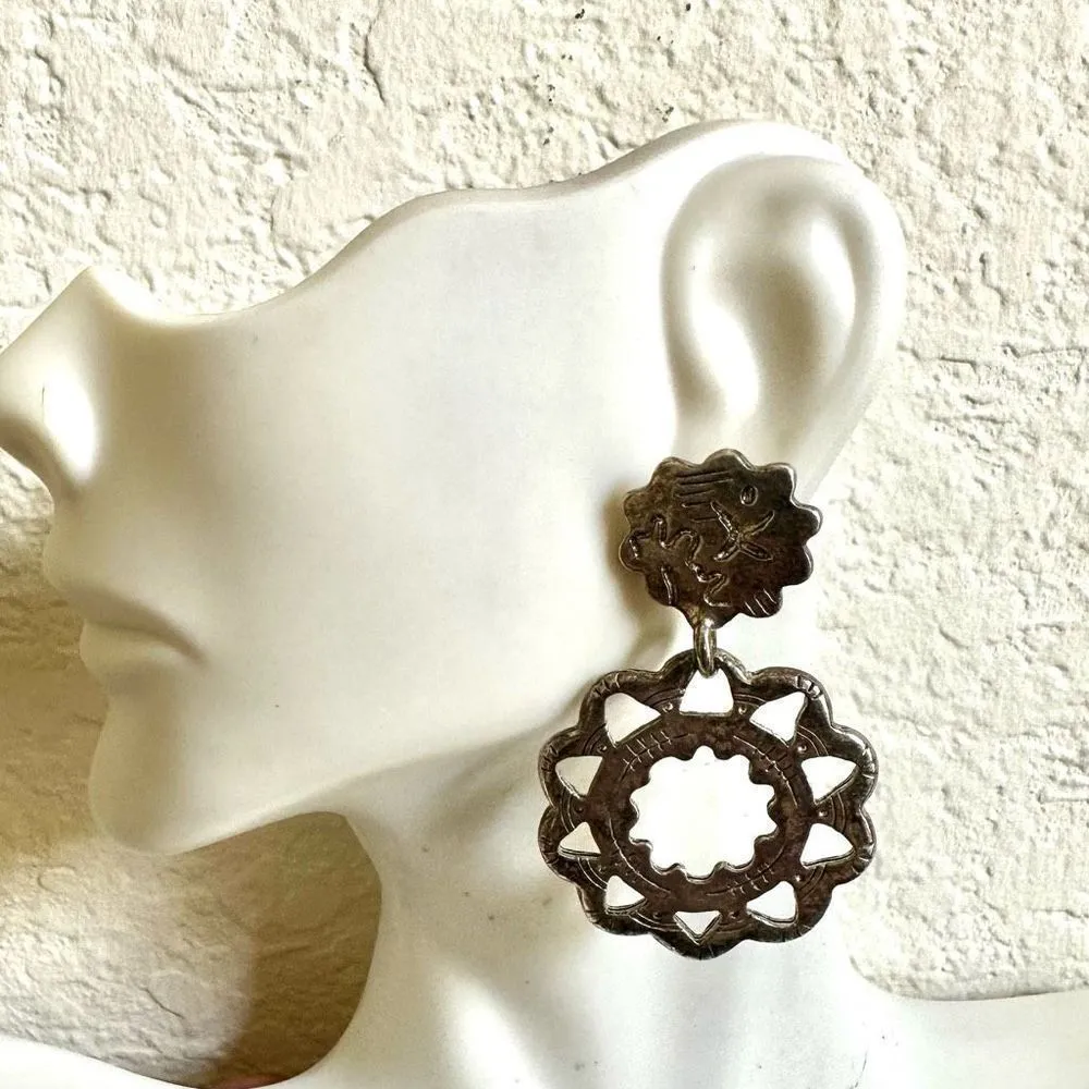 C. Stein silver tone double tier earrings - Image 6