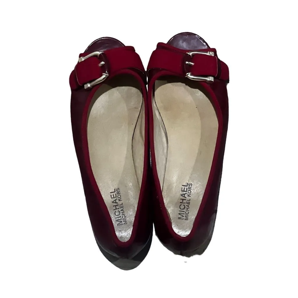 Michael Kors Women's Red Leather Ballet Flats Size 7.5M Slip-On Casual Shoes - Image 6