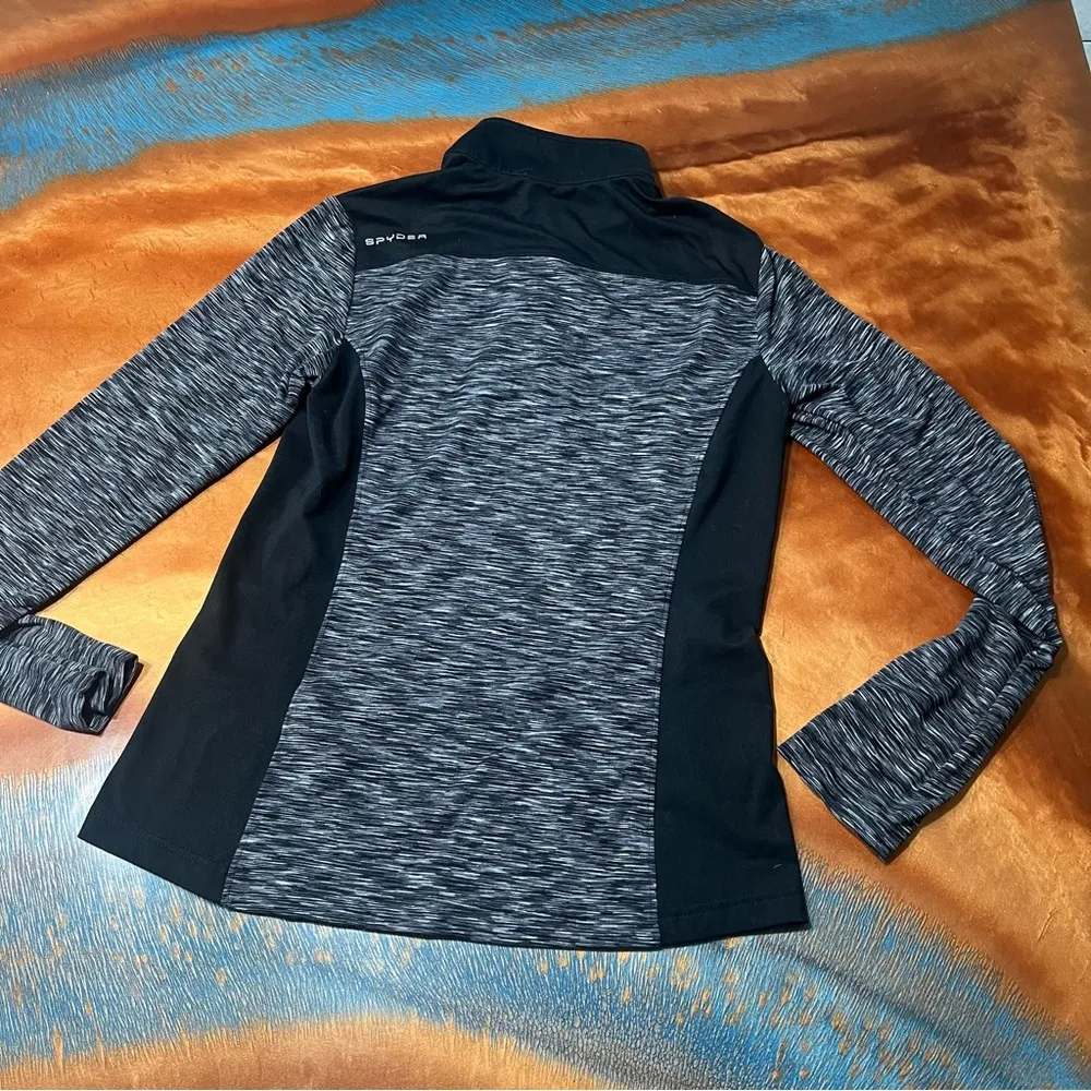 Spyder Bocca 1/4 zip pullover shirt black gray space dye print layer ski - Image 3