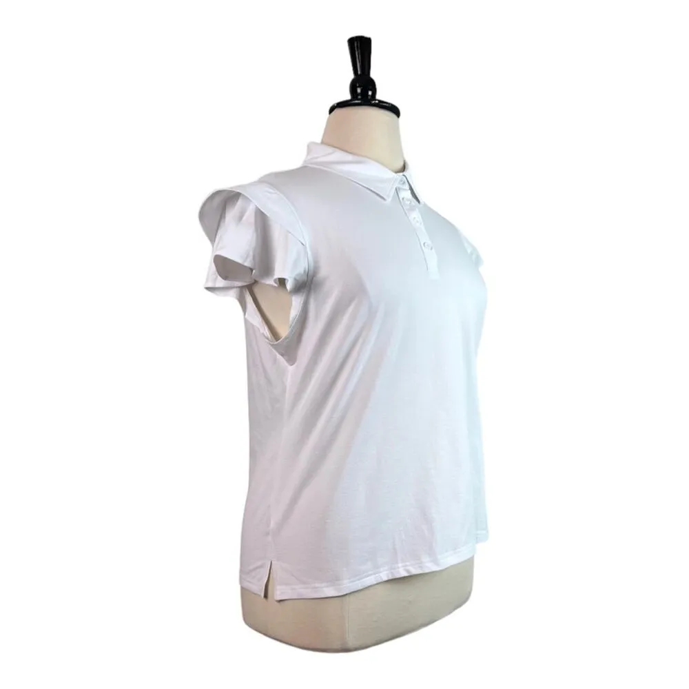 Jack Smith Women’s Golf Tennis Sport Polo Shirt Ruffle Sleeve White NEW Size 2X - Image 4
