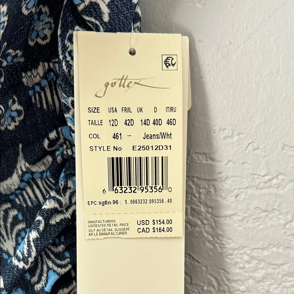 Profile by Gottex Size 12 Flores D Cup V Neck Beaded Ladder Detail One Piece Blue - Image 9