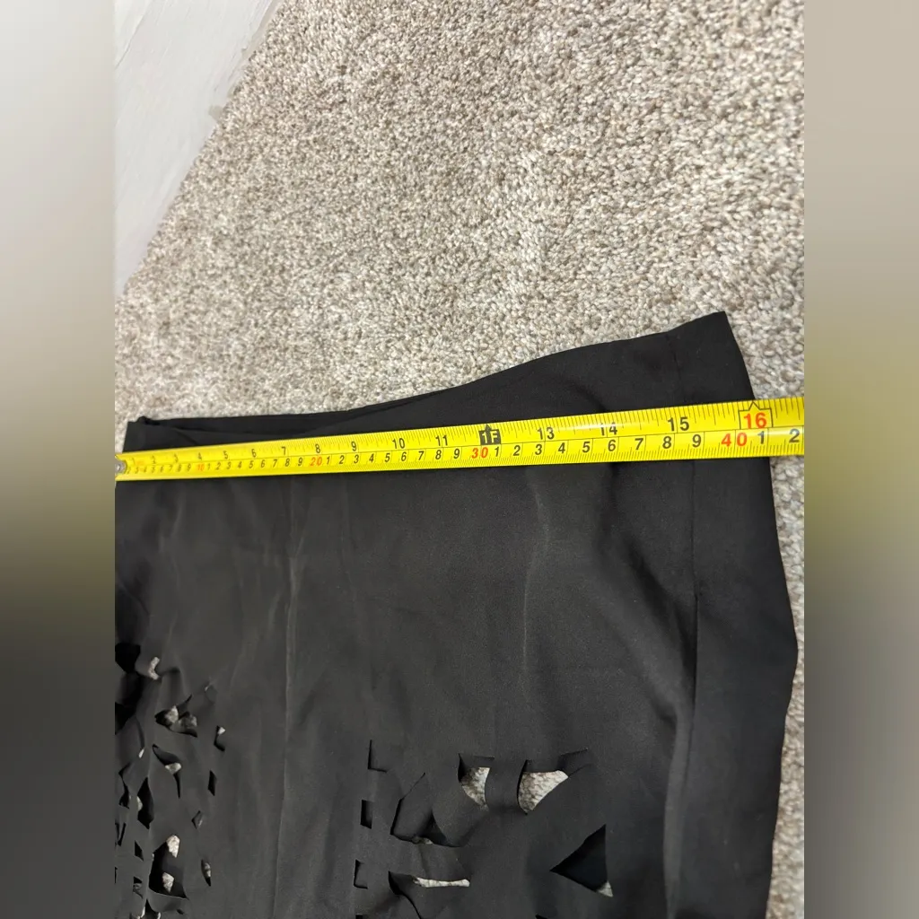 Women’s Casual High Rise High Waist Hollowed Out Cut Out Wide Leg Black Pants Size L - Image 5