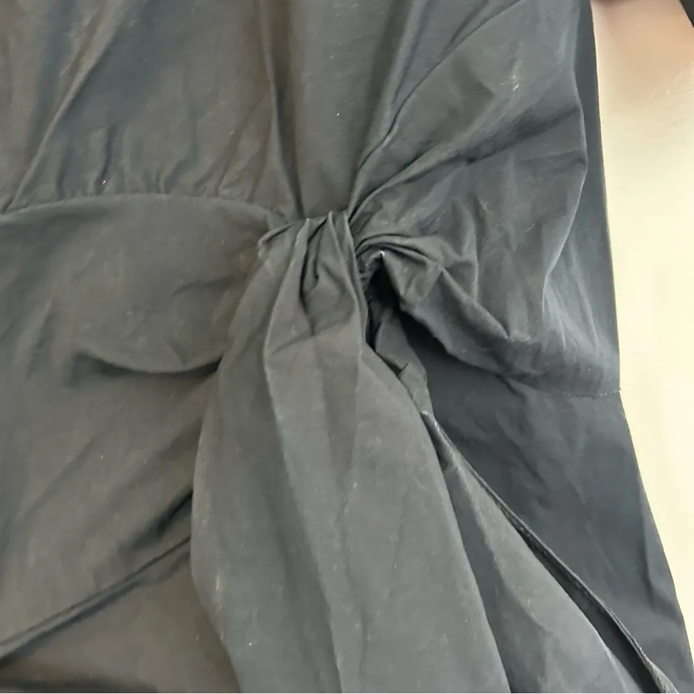 Bottega Veneta Dark Navy Blue Boat Neck Short Sleeve Bias Midi Bow Dress Size 10 - Image 8