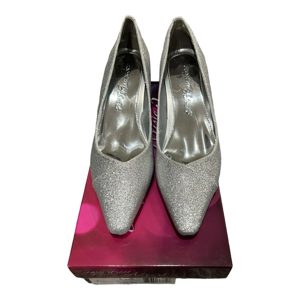 Easy Street Heels Easy Street Women's Chiffon Pump Silver Glitter Size 7 M NEW - Image 4