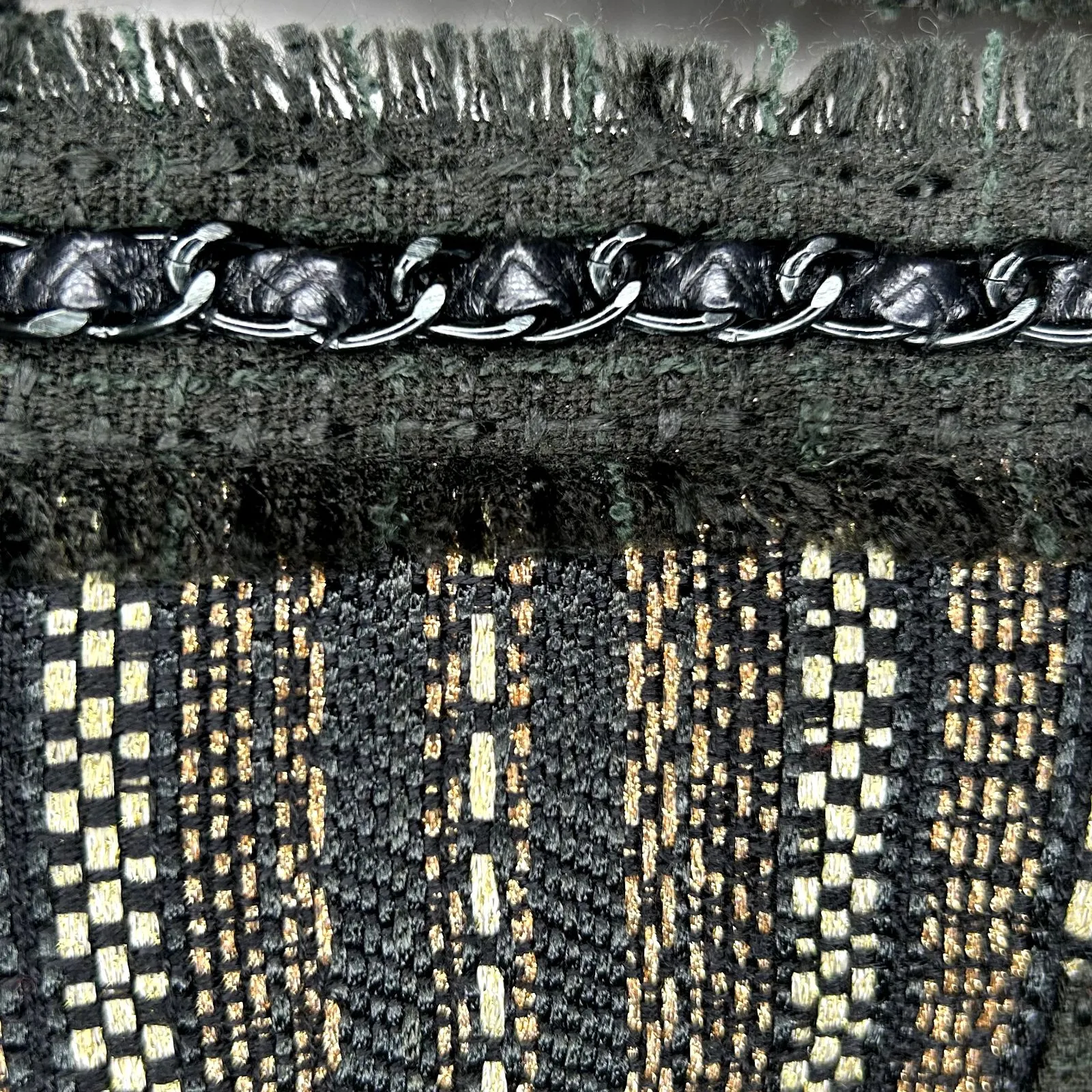 CHICO'S Royal Tweed Jacket Black Gold Silver Open Blazer Bracelet Sleeve 1 M 8 - Image 7