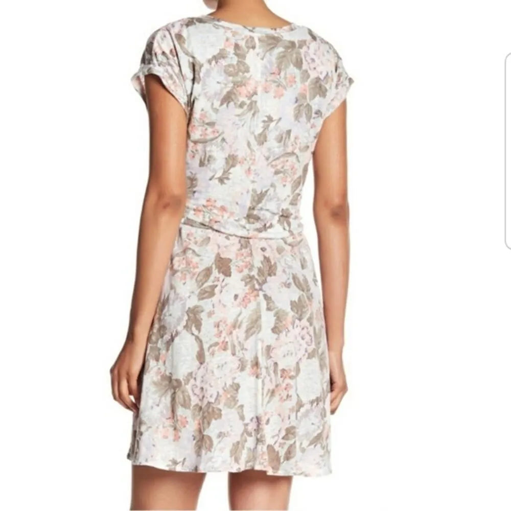 Rebecca Taylor Dress Womens Large Penelope Olive Pink Linen Floral Tie Front - Image 3