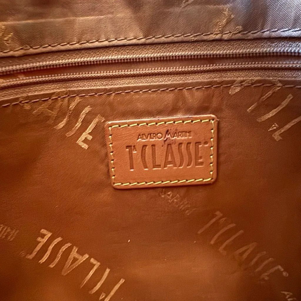 VTG Alviero Martini 1a Classe Geo Map Print Shoulder Bag Tan Brown - Image 11