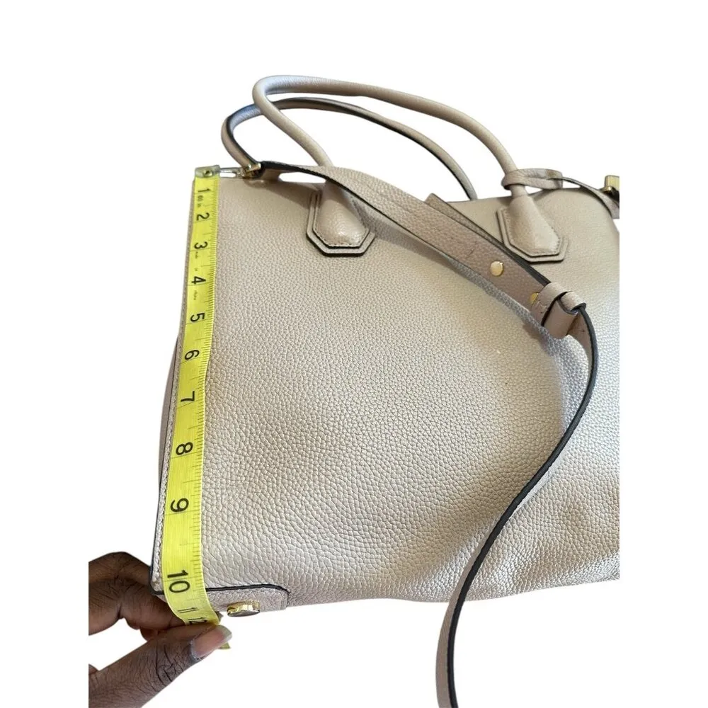 Michael Kors Mercer Beige Saffiano Leather Top Handle Bag Gold Hardware Sz L - Image 6