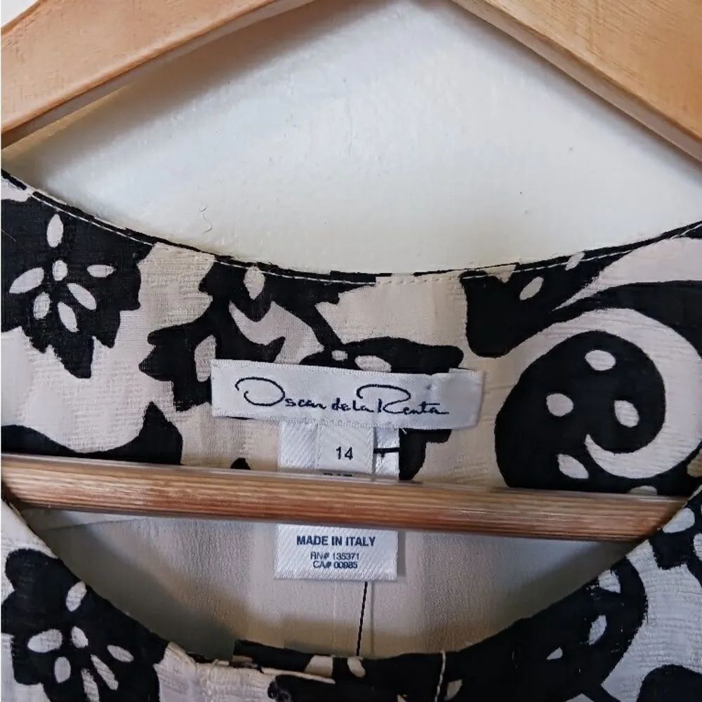 Oscar de La Renta SZ 14 black and white floral a-line dress - Image 6