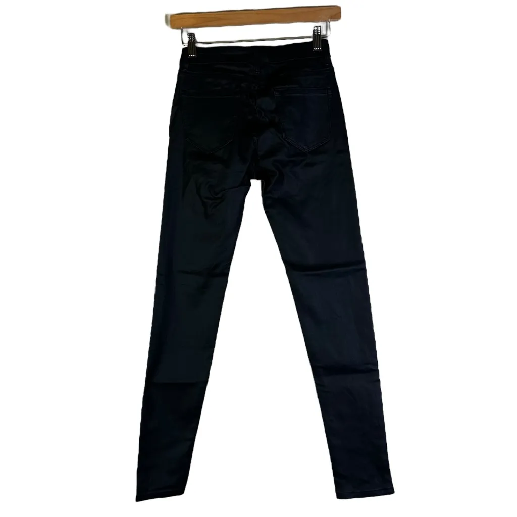 NWT Six Denim Skinny Pants Womens L Black Vegan Leather Coated High Rise Sleek Size L - Image 7