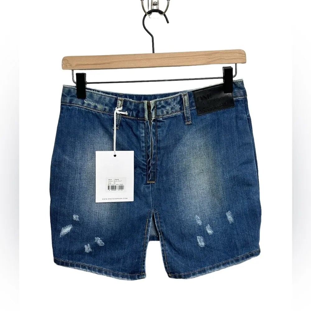 NWT One x One Teaspoon Cult Mini Free Love Denim Skirt - Size 22 - Image 4