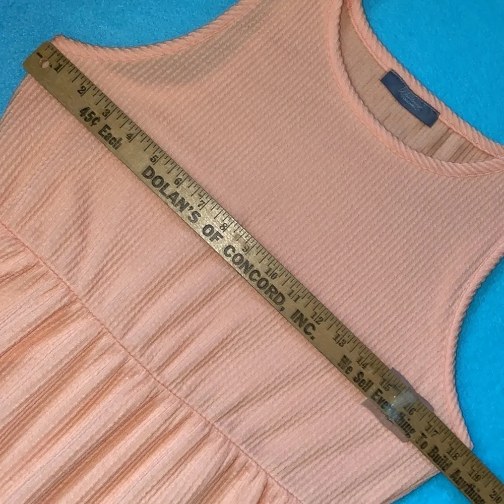 WANDERING DREAMS rib knit maxi tank dress 2 pockets peach stretchy NEW size L Orange Size L - Image 6