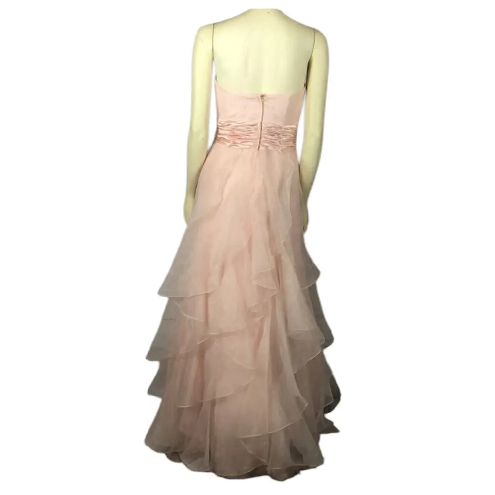 DAVID'S BRIDAL strapless tiered sheer organza ball gown in PINK F14196 size 4 - Image 5