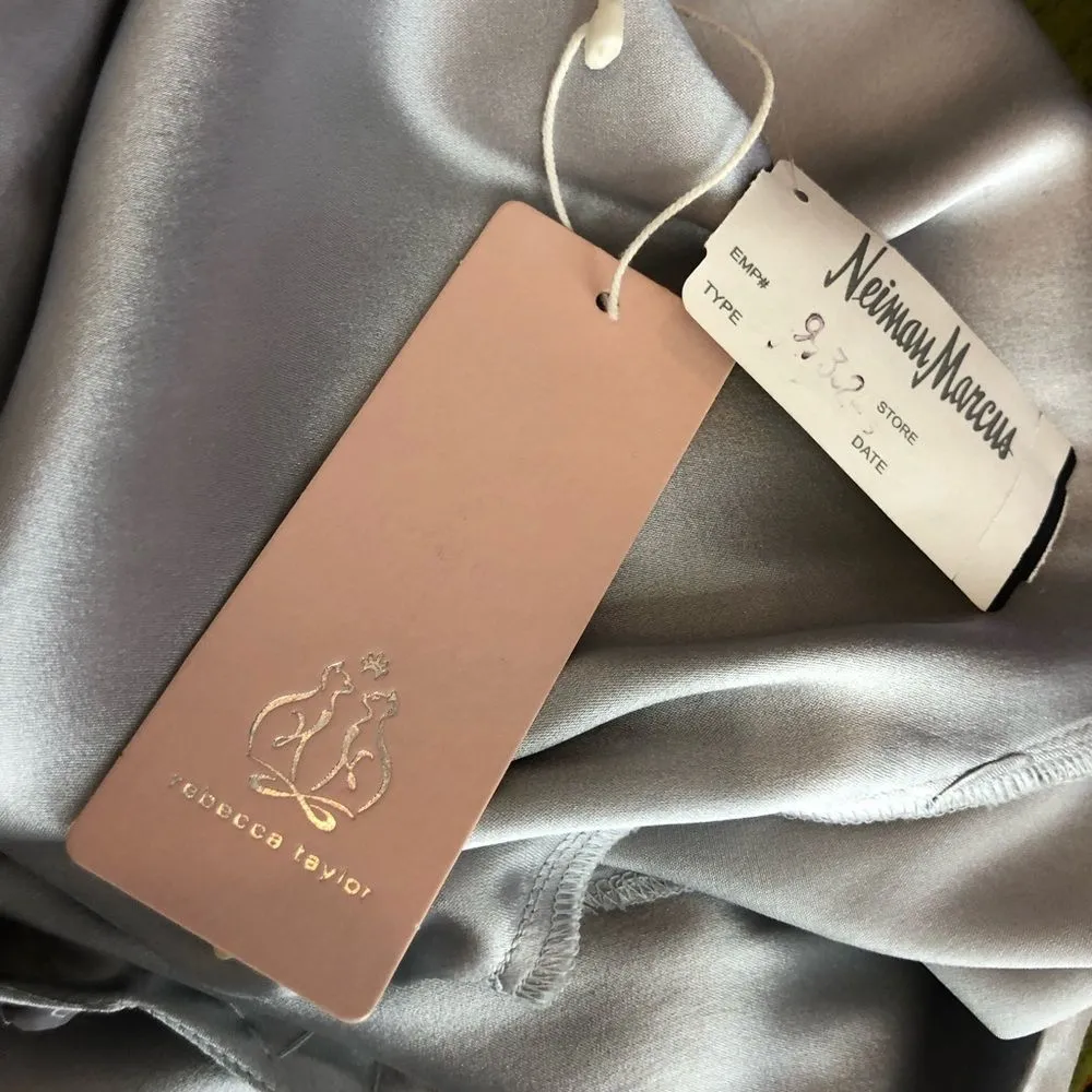 Rebecca Taylor Grey Silk Embellished Beaded Bib Collar Y2K Mini Dress - Image 12