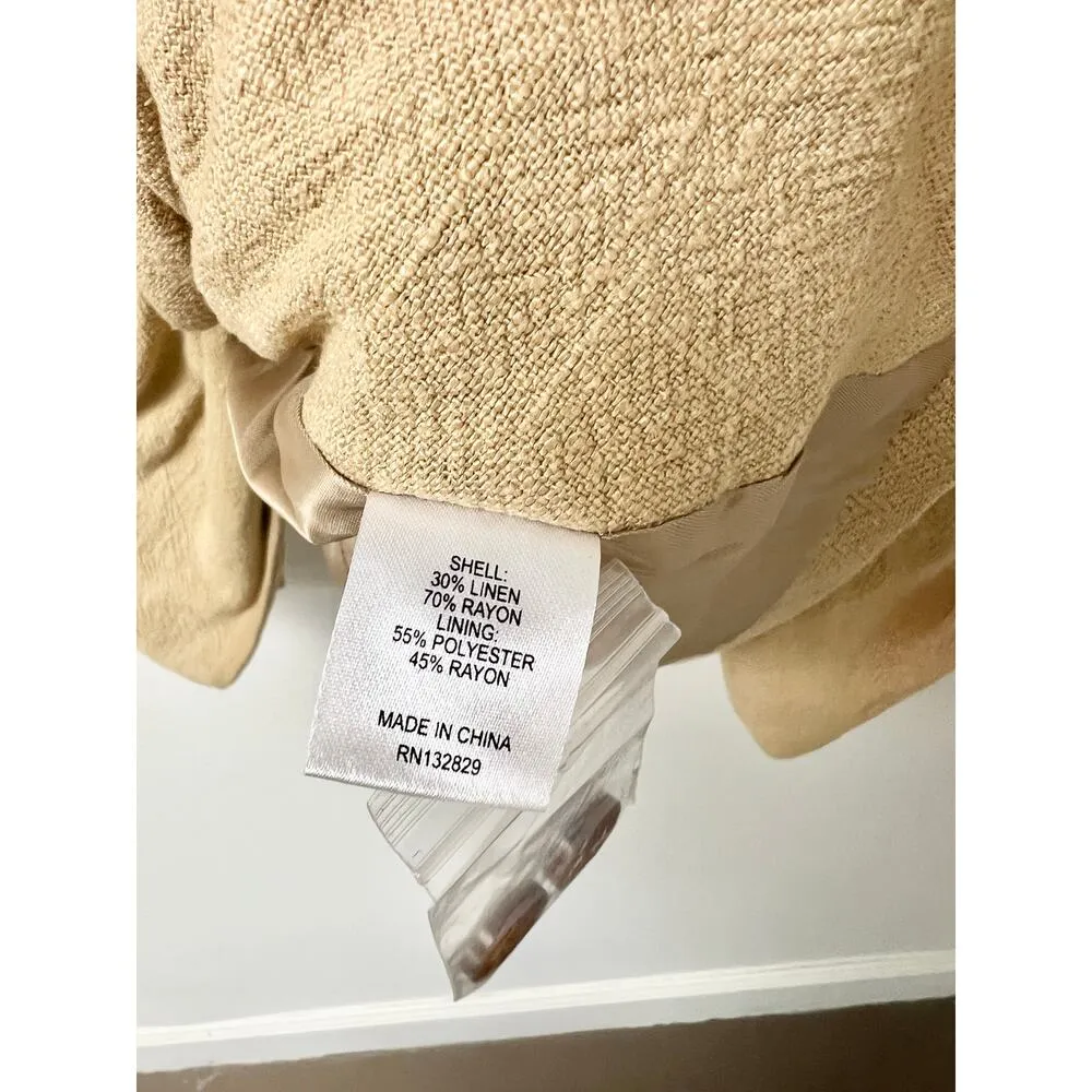 NWT L'Academie Emmy Twist Front Waist Cut-Out Padded Shoulder Blazer Tan Small - Image 6