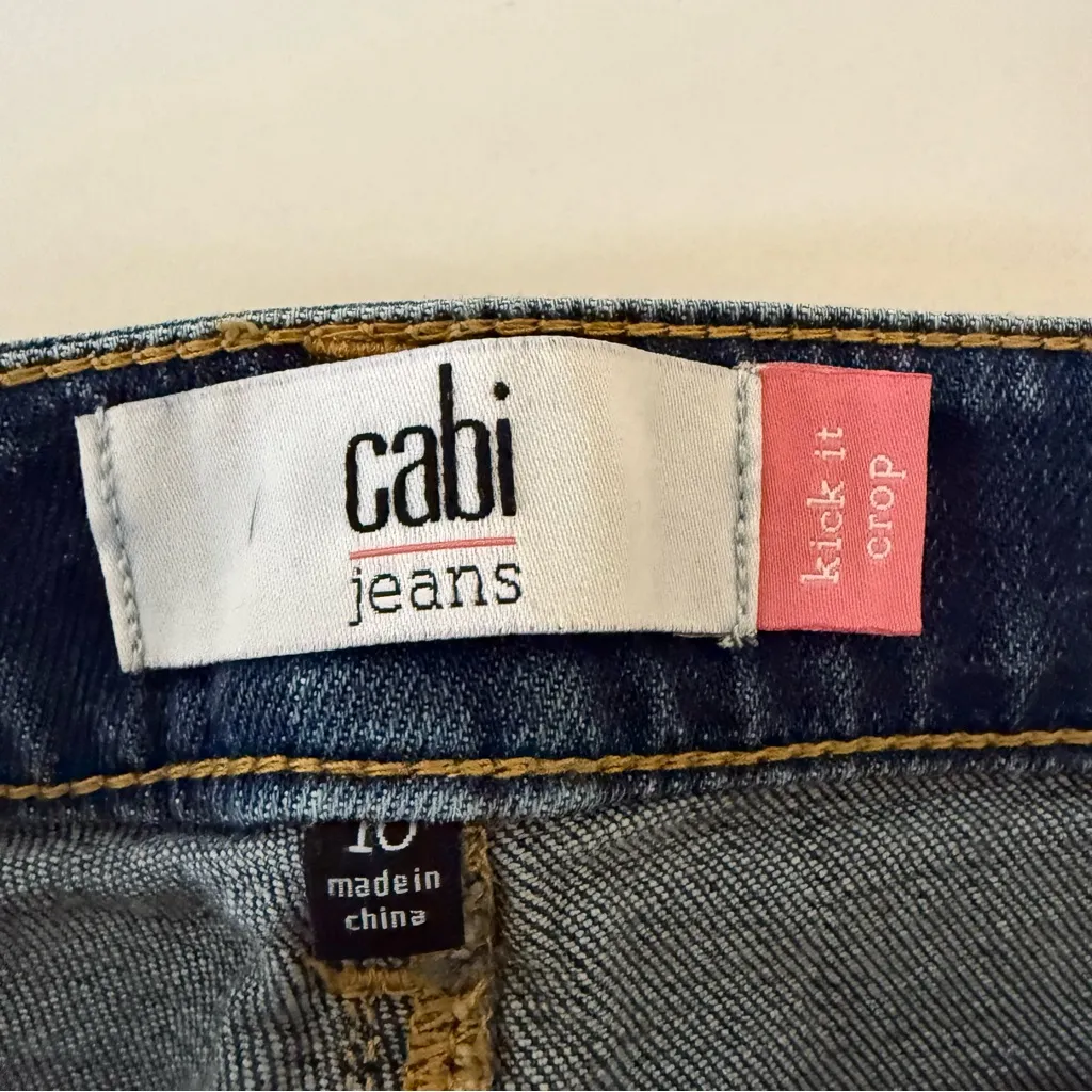 CAbi Kick It Crop Raw Hem Flare Jeans Cropped Women’s size 10 - Image 6