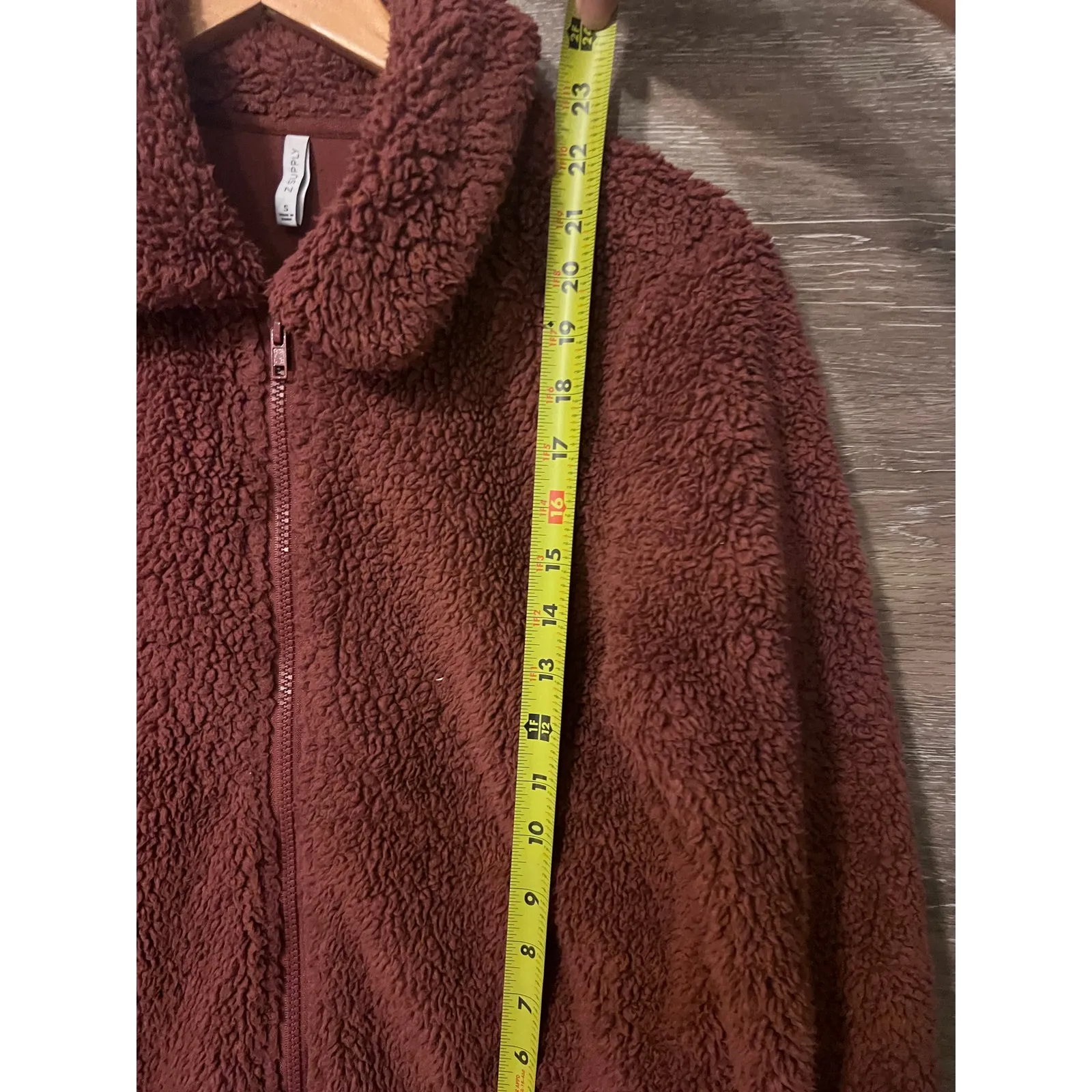 Z Supply  Teddy Jacket Size Small Rust Collared Minimalist full zipper Women - Image 4