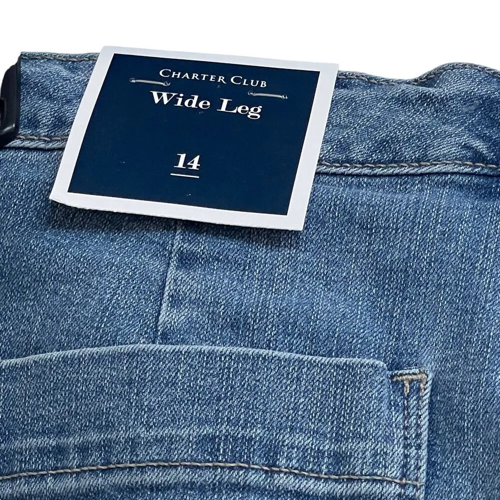 Charter Club SZ 14 Wide Leg Crop Jeans High-Rise Stretch Pockets Tummy Slimming - Image 5