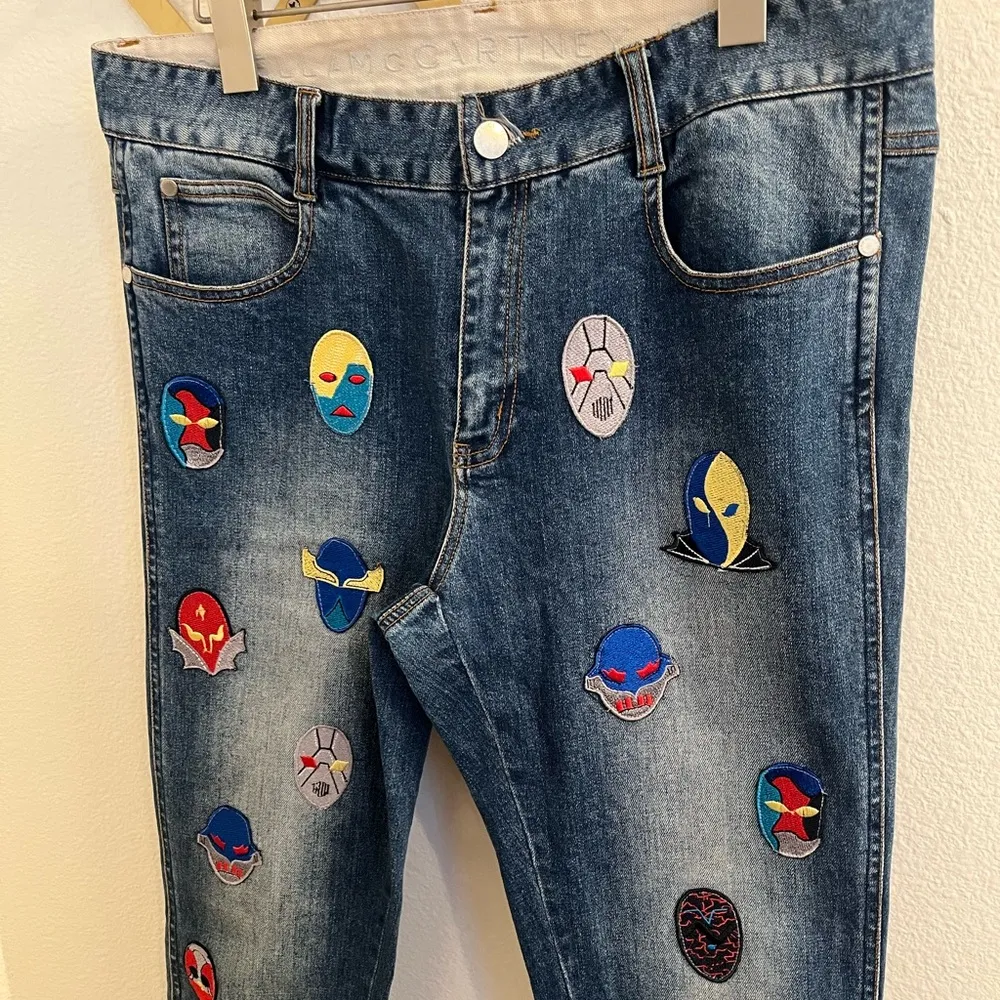 Stella McCartney Super Hero Patch Design Jeans 28 Boyfriend Fit Rare - Image 9