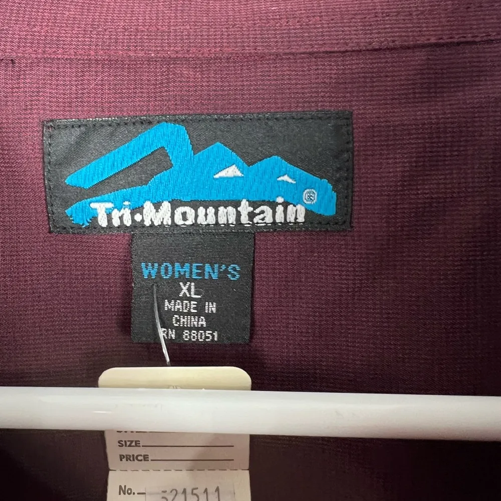 Tri Mountain outdoor women’s short sleeve button up hiking work size XL burgundy Red - Image 5