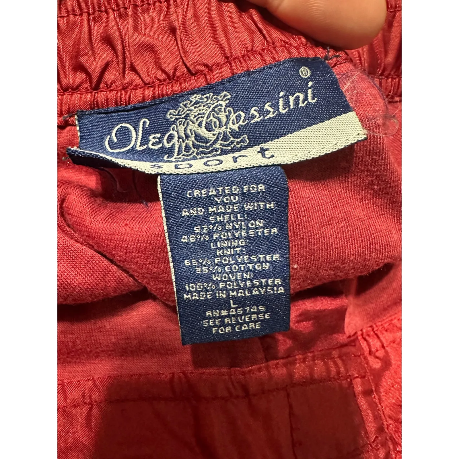 Y2K Oleg Cassini Red Beaded Track Pants Windbreaker Ankle Zip Lined Size L - Image 6