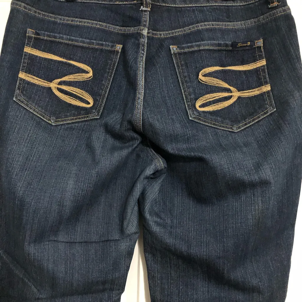 Seven7 medium‎ wash jeans flare style women’s size 14 - Image 5