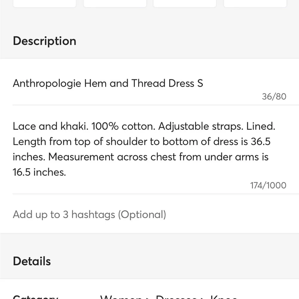 Hem& Thread Cotton Dress Spaghetti Strap Crochet Lace Sundress Womens Small - Image 16