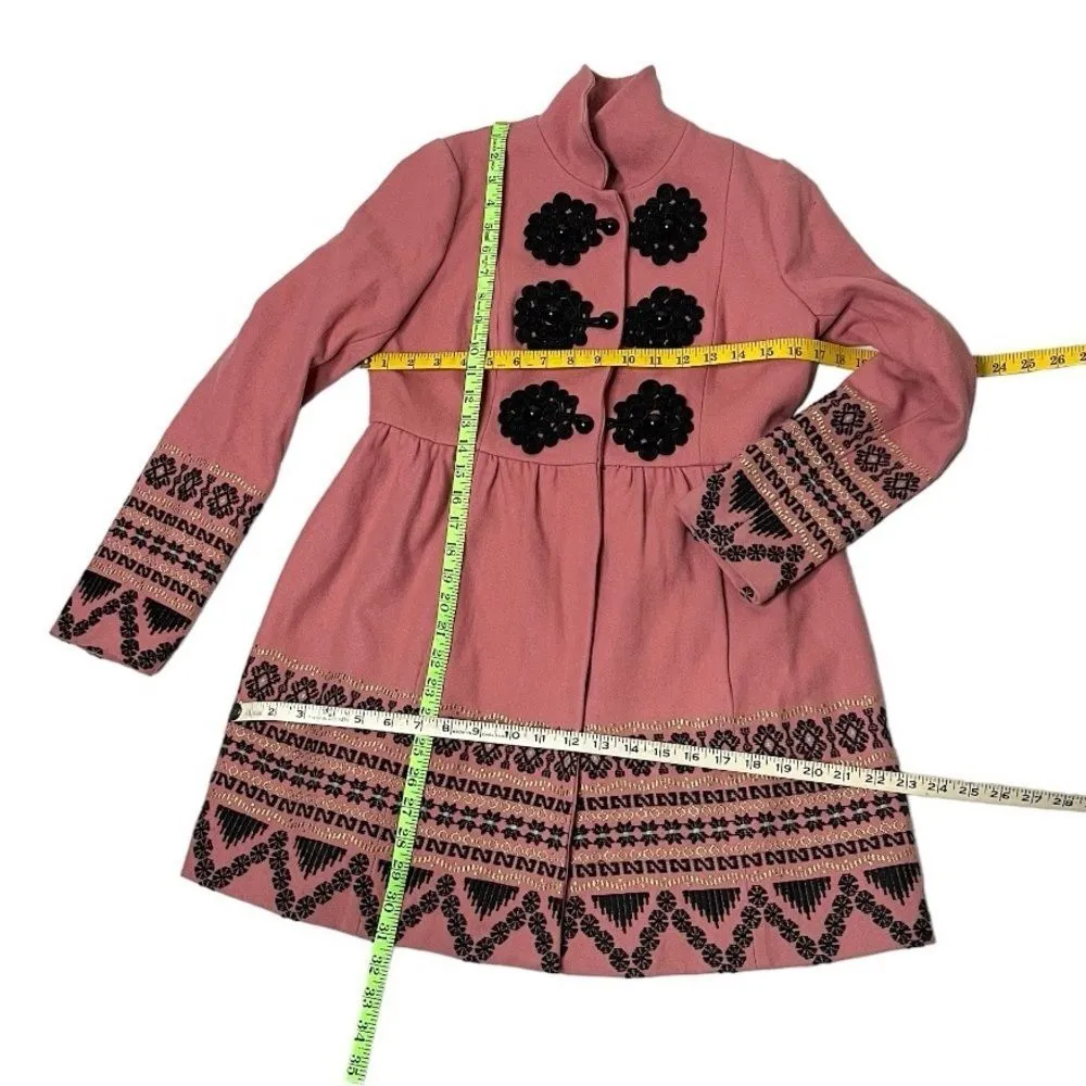 PLENTY By Tracy Reese Pink Black Coat Elimovna Wool Blend Size 2 Anthropologie - Image 10