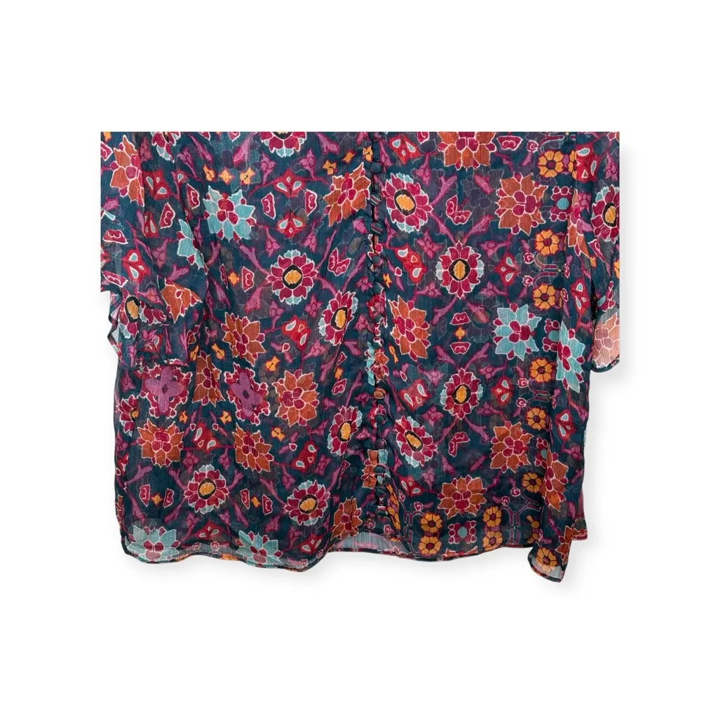 MISA ❀ Para Chiffon Ruffled Top ❀ Talitha Tile Multi Print ❀ Gathered Sleeve ❀ M - Image 7