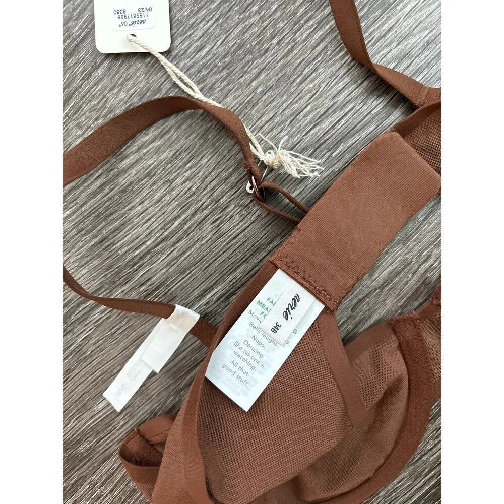 NWT Aerie Smoothez Balconette Mesh Wired Bra In Chocolate Brown Size 34B - Image 2