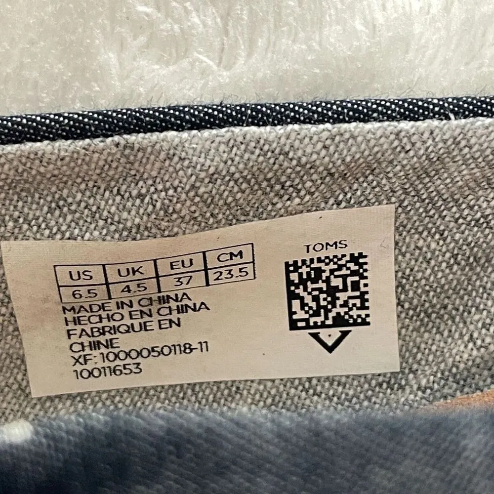 Toms Espadrille Alpargata Dot Chambray‎ Slip On Shoes Womens 6.5 Black Rope Sole - Image 8