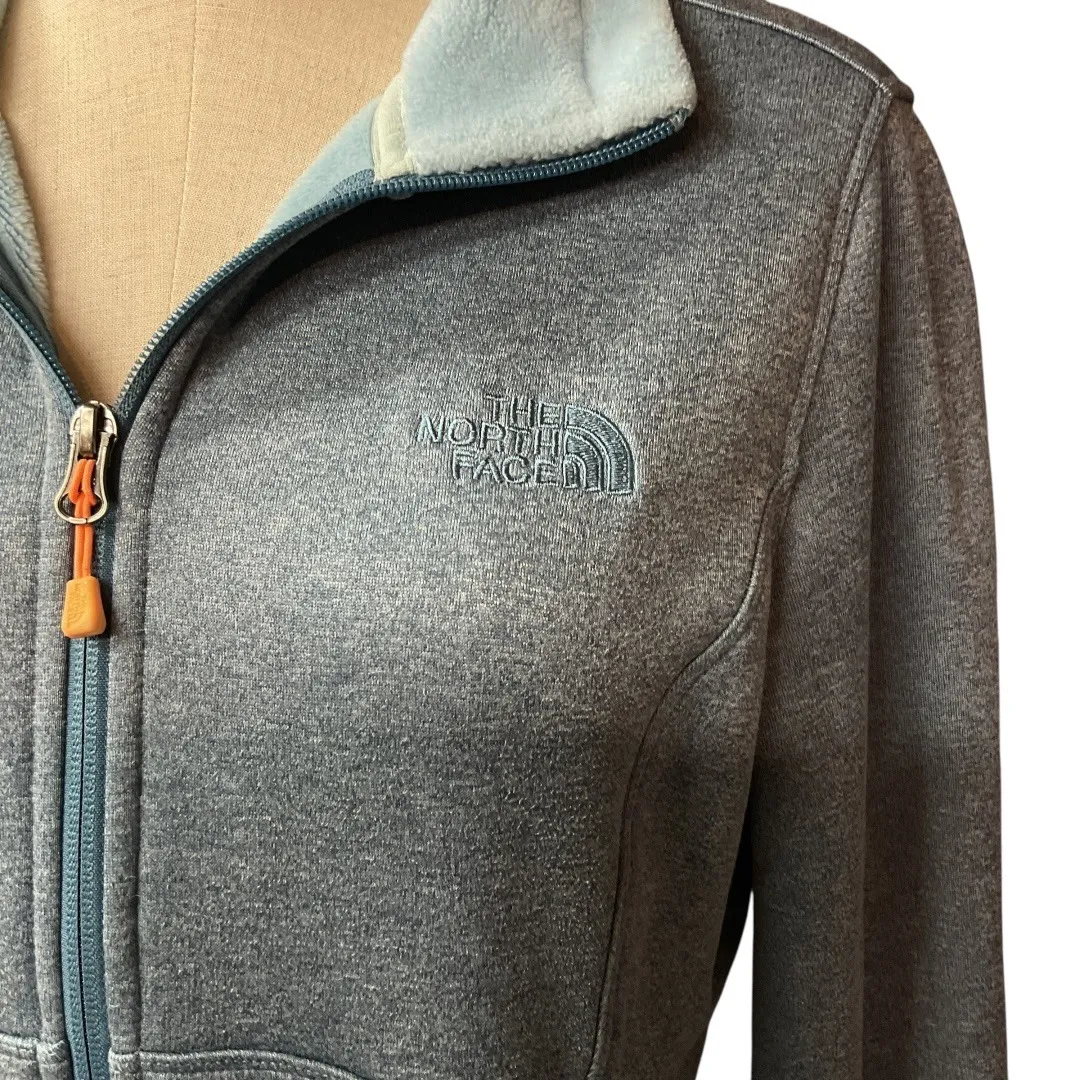 The North Face Blue Embroidered Logo Long Sleeve Full‎ Zip Fleece Jacket Size - Image 2
