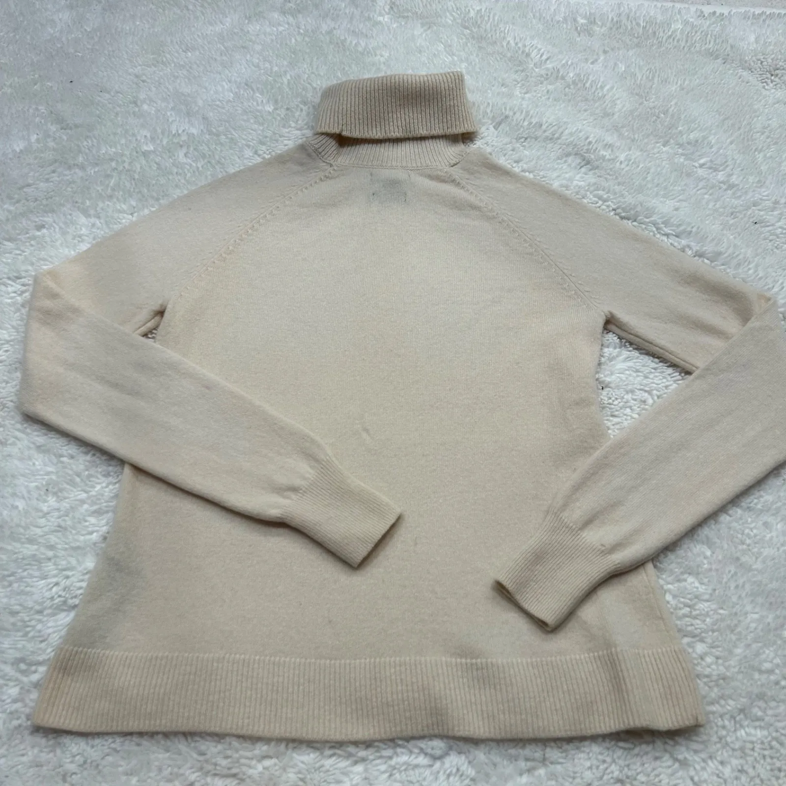 Massimo Dutti Womens Biege Wool Cashmere Blend Turtleneck Sweater Sz XS Soft Grl - Image 2