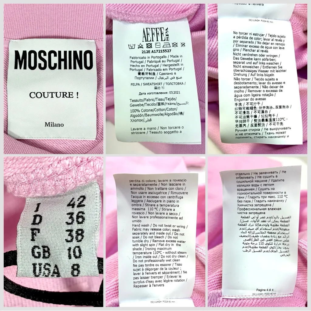 Moschino Couture Logo Double Question Mark Crewneck Sweatshirt Pink US 8 NWT - Image 6