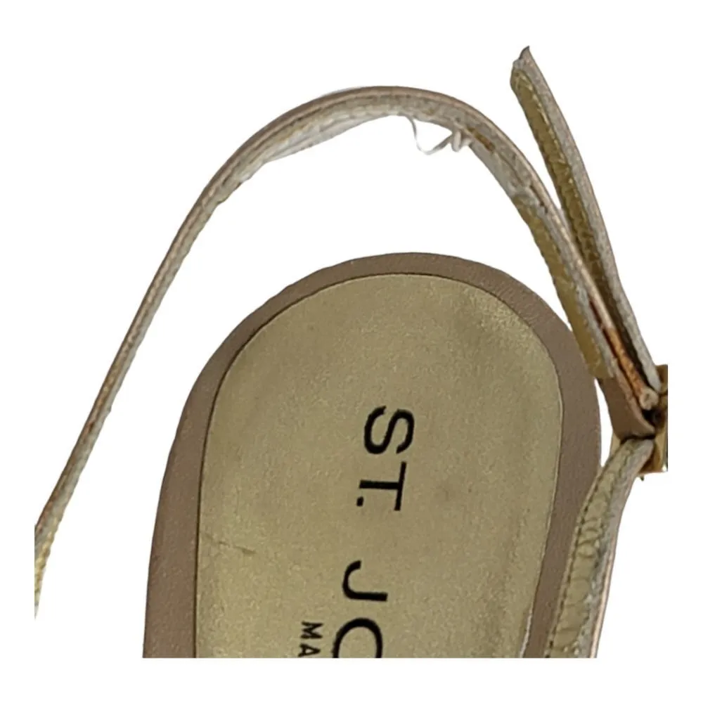 St John Gold /Champagne Metallic Open Toe and Open Heel Strappy Shoes Size 8 - Image 11