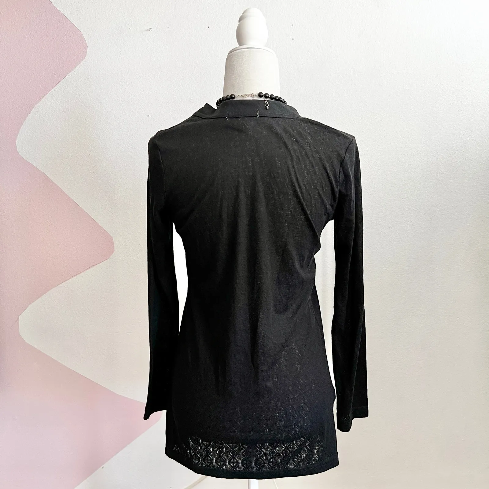 Cotton‎ On Black Knit Cardigan Minimalist Clean Girl Academia Goth Medium - Image 2
