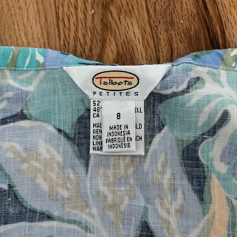 Vintage Talbots Linen blend midi skirt floral size 8 Petite - Image 4