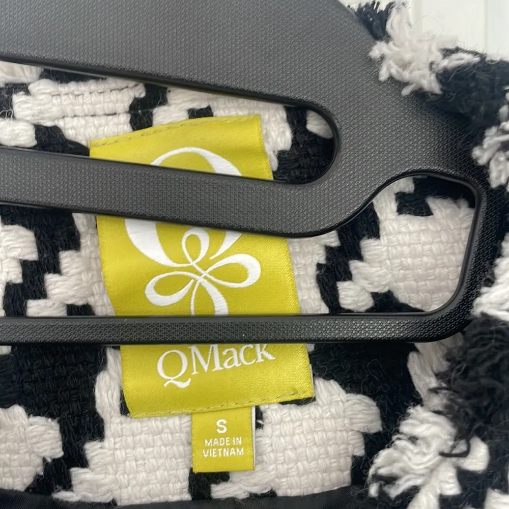 Houndstooth Zippered Jacket Wool Blend Q Mack Lined Small 🥰 ⭐️ Black - Image 2