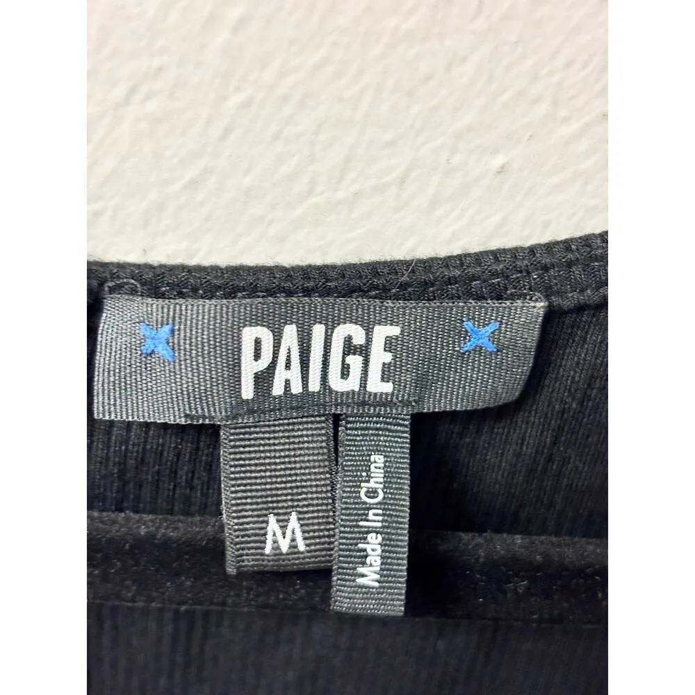 Paige Samosa Sleeveless Tie Waist Tiered A-Line Midi Dress Black Women's Size M - Image 3