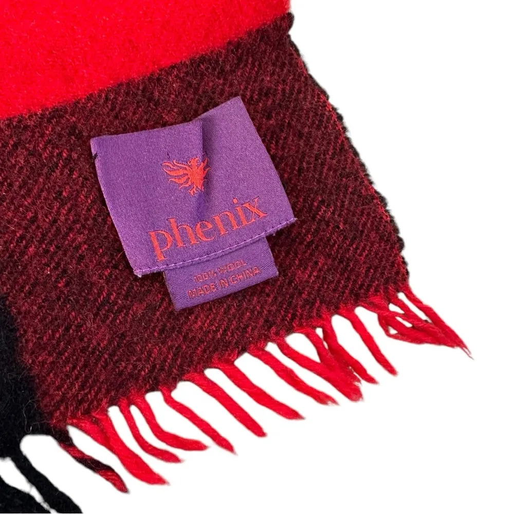 Phenix Classic Tartan 100% Lambswool Scarf Buffalo Plaid Red Black Cozy Winter - Image 4
