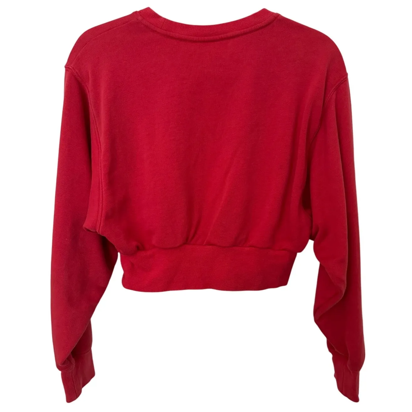 Aritzia TNA AiryAF Red Cropped Fleece Cotton Blend Crewneck Pullover Sweater-XS - Image 4