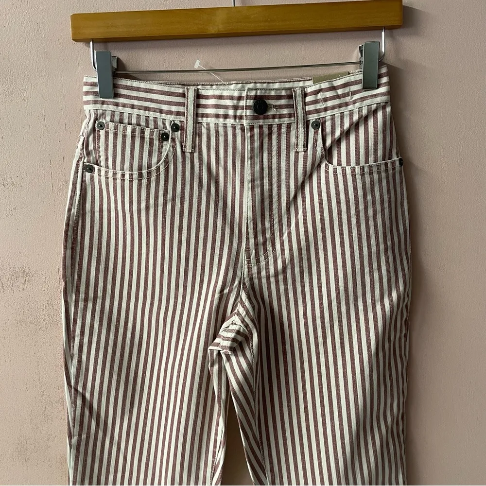 Madewell Red & Cream Striped “The High Rise Slim Crop BoyJean” Jeans Size 24 NWT - Image 12