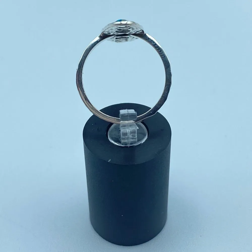 Sterling Silver Hammered  Moon Phase Fire Opal Ring Size 8 - Image 7