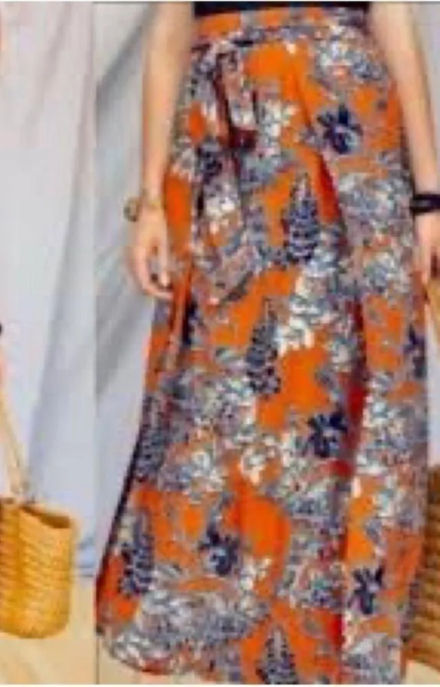 Cabi Style #5250 Calypso Skirt Sz. M Maxi Floral Orange Blue Fall Colors - Image 2