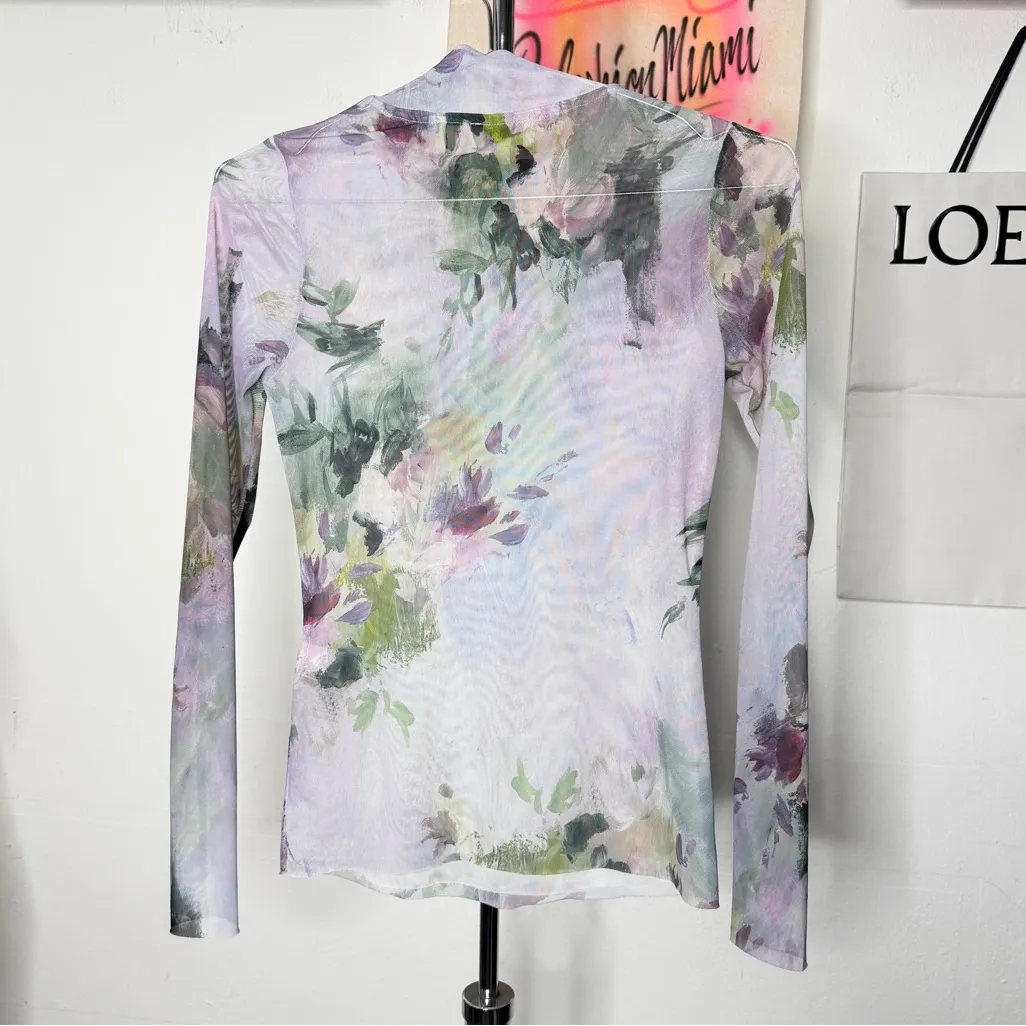 Ted Baker London Jasmee High Neck Printed Mesh Top - Image 7