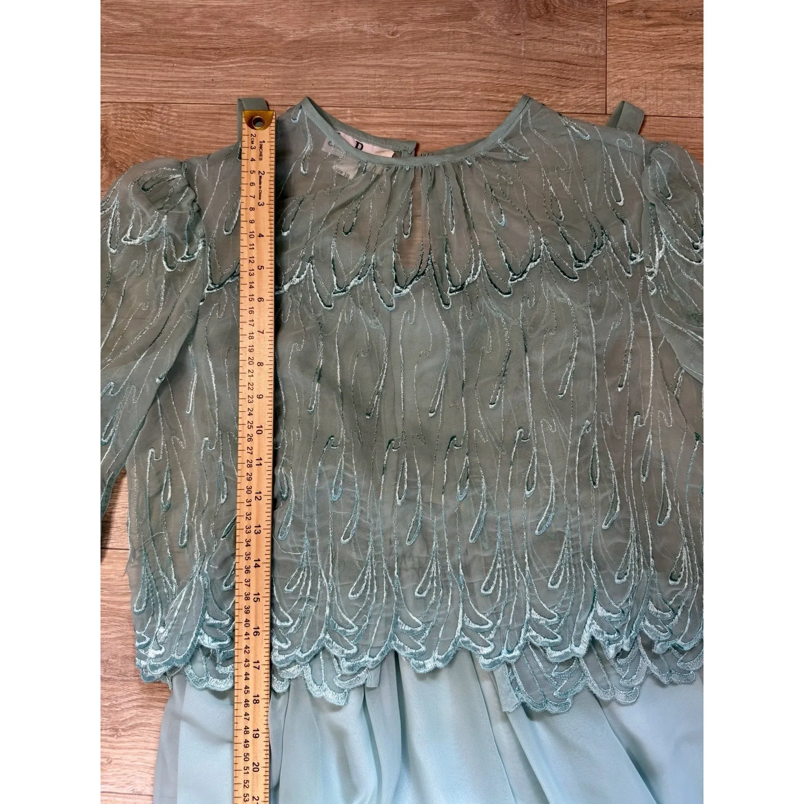 Jack Bryan Seafoam Chiffon Maxi Dress w/ Beaded Sheer Jacket – Size 10 Green - Image 14