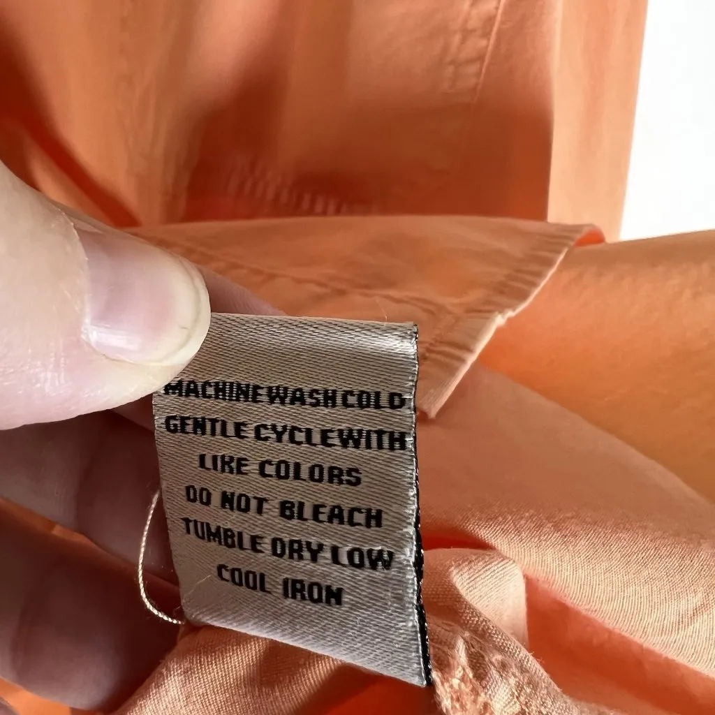 Escape by Habitat Shirt XL Women Button Up Long Sleeve Orange Lightweight Cotton - Image 6