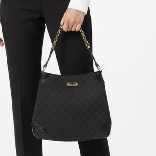 Gucci Black Original GG Canvas Shoulder Bag Vintage Black Leather Trim - Image 3