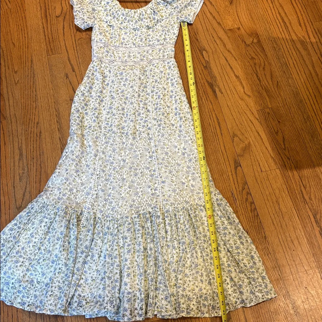 LoveShackFancy dress Stassie White Blue green lace 0 women’s maxi midi lsf - Image 9