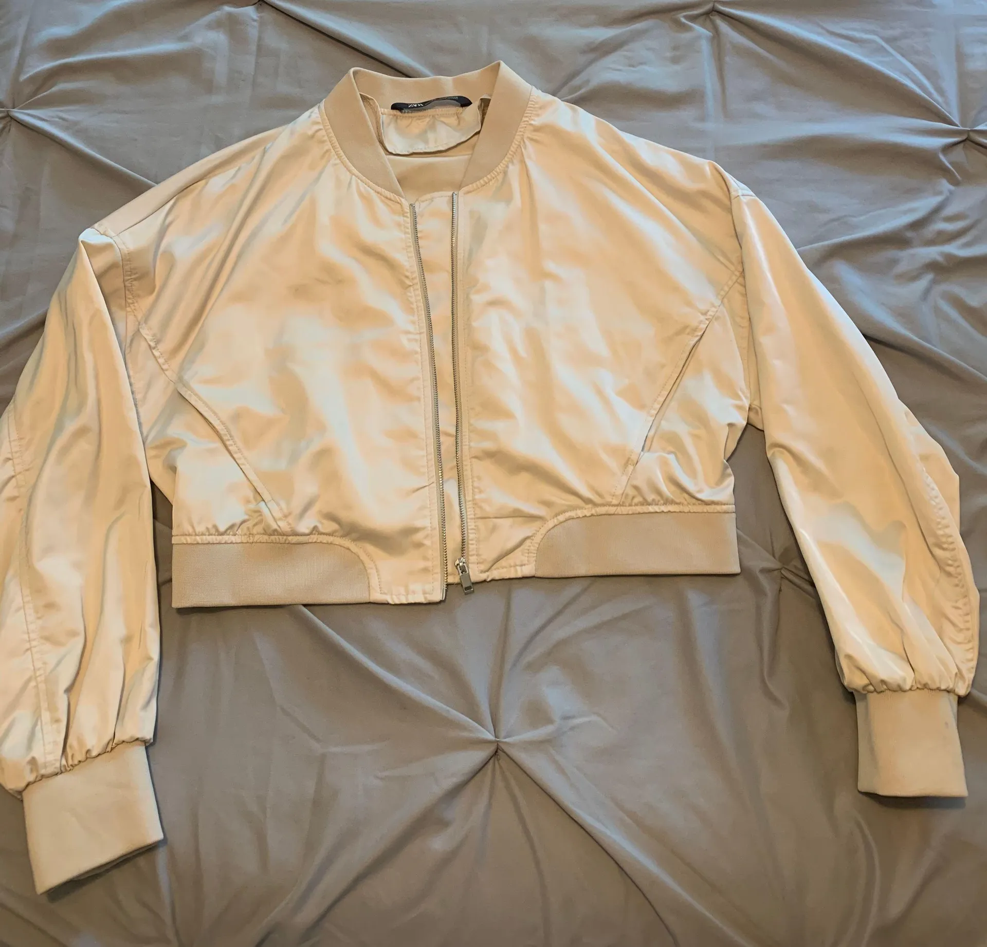 ZARA Cream Bomber Jacket - Image 3